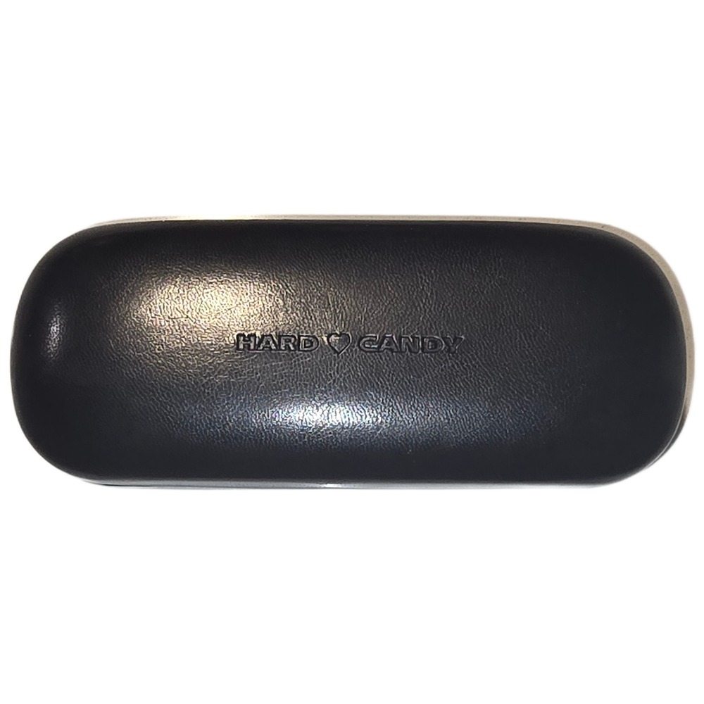 Hard Candy Black Faux‎ Leather Eyeglass Case Hot Pink Velvet Interior Hard Shell